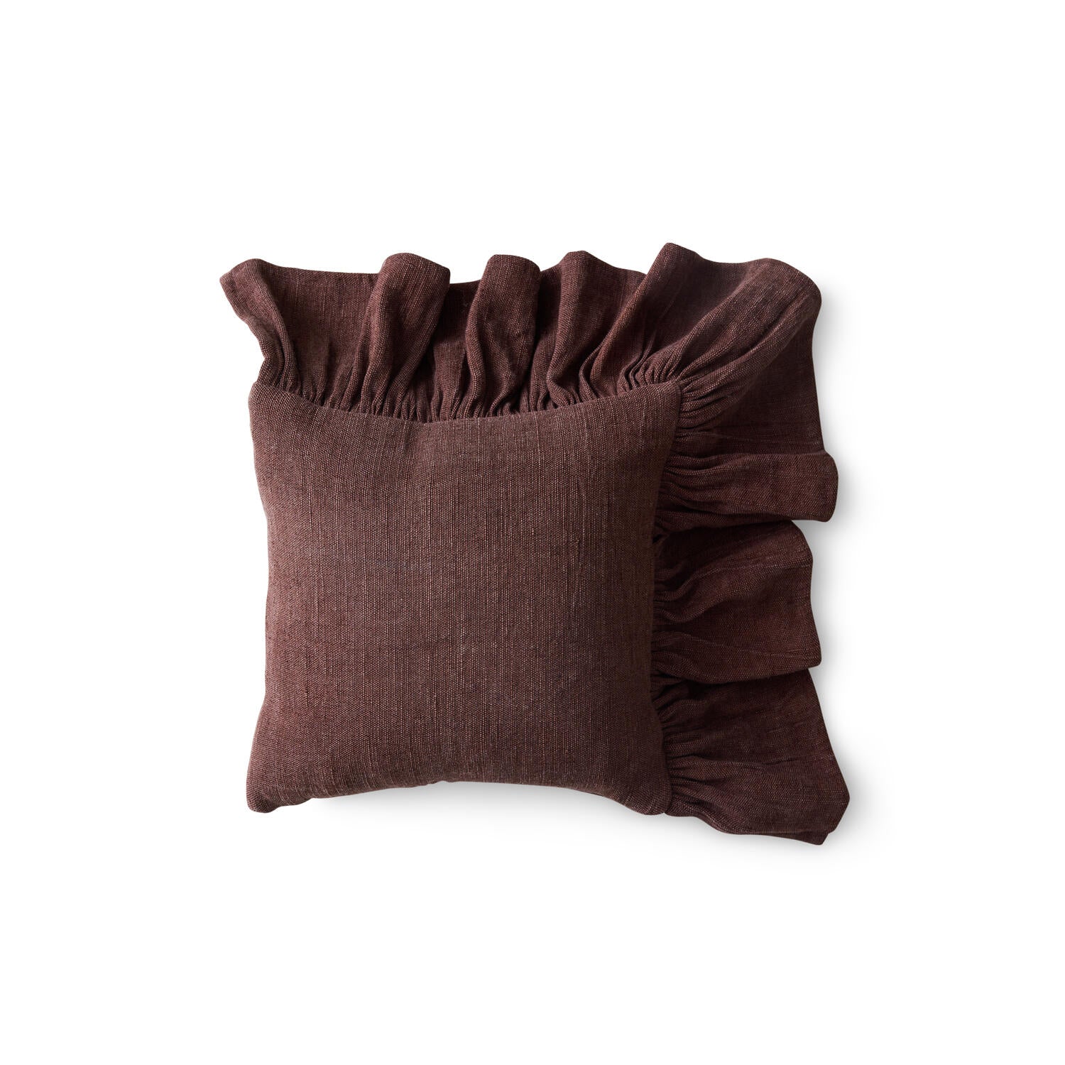 Ruffle pude, Chestnut - 50x50 cm